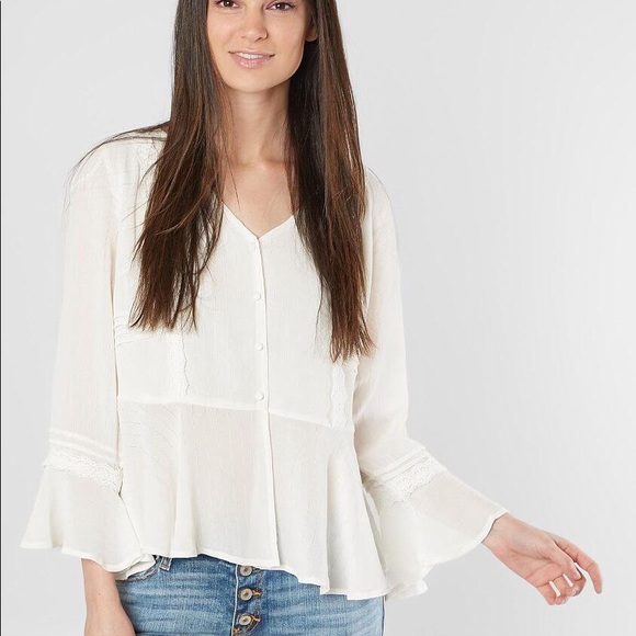 Miss Me Tops - Miss Me Embroidered Chiffon Blouse. Size XS